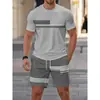 Verão Transfronteiriço Temu Conjunto Casual Duas Peças Masculino Estampado 3D Camiseta de Manga Curta + Shorts