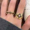 Anillo de Cruz de Zirconia Retro Vintage de Diseño de Nicho para Mujer, Nuevo Anillo Abierto Ajustable de Moda, Versátil y Elegante