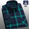 Camisas de Manga Larga de Algodón Puro Cepillado para Hombre de Primavera y Otoño para Jóvenes y Adultos Camisas Casuales de Algodón a Cuadros Tops para Hombre Tallas Grandes