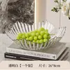 Plato de Frutas Floral Estilo Nuevo, Mesa de Café para Sala de Estar Moderna, Bandeja de Frutas de Cristal para el Hogar, Tazón Creativo de Dulces y Snacks con Patas Altas de Lujo Ligero