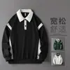 Fábrica de Origen suéter de solapa estilo coreano de negocios diseño para hombre moderno simple manga larga primavera y otoño suéter de solapa versátil