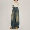 Jeans Retro Americanos de Cintura Alta para Mujer, Pierna Ancha Suelta Tendencia 2025 Nuevo Estilo, Pantalones Rectos Adelgazantes Relajados y Versátiles
