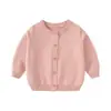 [Roupas infantis de qualidade] Cardigã suéter de malha Coringa menino menina primavera e outono casaco camiseta básica para bebê