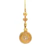 Pingente Chaveiro de Carro Bússola Auspiciosa Oito Tesouros Banhado a Ouro com Fivela de Segurança de Diamante, Ornamento Rotativo, Presente para Amigas