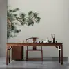 Mural Artístico Moderno Estilo Chinês Novo Conceito Árvore de Pinheiro Pintura a Tinta Paisagem para Sala de Estar, Escritório, Parede de Fundo de TV, Papel de Parede, Revestimento de Parede de Quarto
