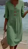 Vestido de Algodón y Lino con Cuello en V, Botones Grandes y Mangas con Volantes para Mujer, Nuevo Diseño Primavera/Verano Transfronterizo Europeo y Americano de Amazon 2026