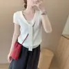 Camiseta de punto de manga corta tie-dye clásica, nueva de verano 2026, estilo coreano, versátil, casual, elegante, ligera, para mujer