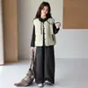 Conjunto de Roupa Térmica para Meninas de Inverno Novo Roupa Infantil Meninas Roupa Íntima Colete Calça com Veludo Três Peças