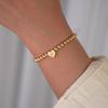 Pulsera de moda para mujer de oro con amor, 26 letras, pulsera de cuentas de oro de 14K, iniciales en forma de corazón, accesorios de joyería elásticos