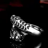 Acero guerrero animal zodiaco joyería al por mayor acero inoxidable hombres doble Tigre anillo de dedo personalizado popular anillo