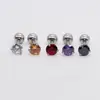 Aretes de Hueso de Oreja Redondos de Acero Inoxidable con Circonita de Tres/Cuatro Puntas, Aretes de Aguja Fina, Aretes de Cartílago de Oreja de Aguja Corta, Mini Aretes de Joyería de Oreja con un Solo Diamante