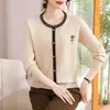 Suéter de tricô de outono para mãe, blusa básica para mulheres, novo estilo outono e inverno 2026, suéter de tricô elástico para mulheres de meia-idade