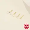 Nuevo Estilo Plata de Ley 925 Piercing Clásico Stud Individual de Diamante Cuatro Garras Anillo para Nariz, Popular en Europa y América, Piercing Corporal Personalizado Stud para Oreja