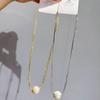 Colar Simples da Moda Estilo Luxo Leve Estilo Frio Estilo de Alta Qualidade Pérola Artificial Camada Dupla Empilhado Usando Corrente Média Design Colar de Aço Titânio