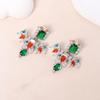 Aretes Retro de Alas de Ángel con Micro Zirconia Removibles para Uso Múltiple Elegantes con Zirconia de Gota de Agua Esmeralda