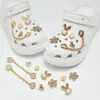 Compatible con Crocs Cadena Dorada con Purpurina Lujo Ligero Pedrería Accesorios DIY Flores para Zapatos Decoración de Girasol Hebillas para Zapatos Mayoreo