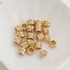 Relleno de Oro de 14K Zirconia que Conserva el Color Espaciadores Redondos con Forma de Espiga de Trigo Cuentas Redondas con Forma de Pluma Material de Cuerda Trenzada Accesorios para Joyería DIY
