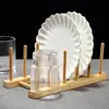 Estante de Almacenamiento de Bambú Natural, Escurridor de Platos y Tazas, Estante de Almacenamiento de Cocina, Estante de Exhibición de Muestras, Estante de Exhibición con Múltiples Compartimentos