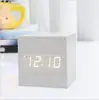 Reloj LED de madera creativo controlado por voz reloj despertador de madera multifuncional regalo para estudiantes reloj electrónico reloj de mesa fabricantes venta al por mayor