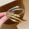 Pulsera de Moda Europea y Americana con Diamantes Completos en Forma de Serpiente para Mujer Exquisito Anillo de Mano de Latón con Circonita Joyería de Alta Calidad de Venta Caliente Transfronteriza