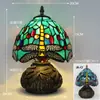 Nueva Lámpara de Mesa Tiffany Estilo Retro Americano Sala de Estar Estudio Lámparas Artesanales de Vidrio de Colores Pantalla de Lámpara Lámpara de Mesa Americana