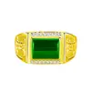 Anillo de Calcedonia Verde Dominante Simple y Extraordinario, Noble y Elegante Incrustado con Ágata Verde, Jade Verde y Jaspe Anillo para Hombre Venta al por Mayor