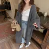 LEKA: Un cárdigan de punto elegante, de corte relajado y longitud media para mujer, perfecto para otoño e invierno, con un diseño de inspiración coreana, un corte holgado y una capa exterior engrosada