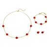 Conjunto de Collar, Pulsera y Pendientes de Trébol de Cinco Hojas de Venta Caliente Transfronteriza Moda Gama Alta Nicho Flor Única Cara Madreperla Joyería