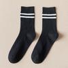 Calcetines de Media Pantorrilla para Hombre, Algodón Puro Primavera y Otoño, Absorbentes de Sudor, Desodorantes, Algodón Transpirable, Estilo Japonés Calcetines Largos Gruesos con Rayas Otoño e Invierno