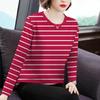 Camisa básica holgada antiedad de manga larga a rayas informales de aspecto ajustado para verano, recién llegada, para madres, de talla grande, para mujer