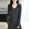 Suéter de lã 60 fios, blusa feminina de malha canelada para outono e inverno, versátil estilo francês, gola alta, justa, manga longa, base