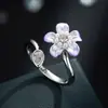 Anillo Abierto Floral Exquisito Estilo Francés, Color Esmalte Moderno y Elegante, Anillo Versátil para el Dedo Índice Diario, Anillo de Diseño Original
