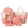 Novo Conjunto de Quatro Peças Moda Harajuku Estilo Coreano Cor Contrastante Menina Fofa Mochila para Campus de Alunos do Ensino Fundamental e Médio