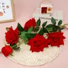 Terciopelo Rojo Rosa Lujo Accesible Serie de Flores Artificiales Sencillas Adornos para Sala de Estar Modernos Decoraciones para Bodas al Aire Libre