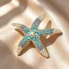 Broche de Estrella de Mar con Pedrería para Mujer Lujo Ligero Transfronterizo Europeo y Americano Nicho Sensación de Alta Gama Ramillete Aleación Retro Accesorios de Ropa Venta al por Mayor