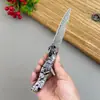Navaja Plegable de Acero de Damasco para Uso Doméstico, Cuchillo para Carne, Cuchillo Portátil para Fruta para Acampar al Aire Libre, Cuchillo Pequeño para Cortar Carne