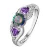 Anillo de diamantes de colores con incrustaciones de doble corazón en Amazon, personalizado, con cuentas de color árbol de moda, gran oferta transfronteriza.