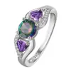 Anillo de diamantes de colores con incrustaciones de doble corazón en Amazon, personalizado, con cuentas de color árbol de moda, gran oferta transfronteriza.