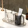 Taza para Cepillarse los Dientes Resistente a la Suciedad Diseño Original Simple Mango Transparente Taza para Cepillarse los Dientes Arte Grado Alimenticio Mascota Resistente al Calor Taza para Enjuague Bucal