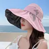 Sombrero de Visera de Goma Negra Estilo Nuevo de Verano con Ala Ancha, Protección UV, Protección Solar, Transpirable, Portátil, Plegable, Adecuado para Cola de Caballo