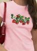 Camiseta de manga corta con letras y corte entallado para mujer, estilo verano 2024