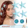 Clip para el Cabello de Estrella de Mar con Brillo de Gel de Sirena Transfronterizo Set de Decoración Facial y Capilar para Vacaciones en la Costa