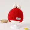 Gorro para Bebé Chenjing Otoño e Invierno Nuevo Lindo Gorro de Punto con Lazo Versátil a Prueba de Frío y Cálido Gorro de Lana para Bebé Niña