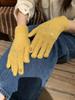 Lindos Guantes Cortos de Punto con Lazo de Amor con Pedrería Caliente para Estudiante Otoño e Invierno Estilo Coreano Ins para Exterior Viajar Montar Mujeres