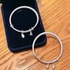 Pulsera de Plata Antigua para Mujer Plata Esterlina 9999 Huan de Dos Generaciones Pie Plata Pulsera para Niños Mate Push-pull Sólida Círculo Liso Plata Joyería para Niños