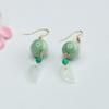 Brincos de Gancho de Contas Redondas de Jade Birmanês Natural de Grau A Brincos de Folha de Jade Atacado Dropshipping S3120901