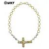 Wt-Jn369 Conector de Pingente Conector de Corrente O Clássico Natural de Pérola de Água Doce Inserido em Latão Banhado a Ouro 18K