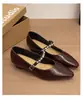 Zapatos Mary Jane de Tacón Grueso de Punta Fina y Tacón Medio con Hebilla y Pedrería, Estilo Nuevo Primavera/Verano 2026, para Vestidos de Estilo Francés