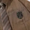 Camisa de Manga Corta a Rayas para Hombre, Verano Casual Estilo Callejero Versátil Estilo Universitario con Decoración de Bolsillo y Cuello Campana