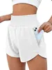 Shorts de Yoga para Mujer, Sensación de Segunda Piel, Secado Rápido, Ligeros, Estilo Falso de Dos Piezas, Cintura Alta, Doble Capa, para Correr, Fitness y Yoga